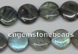 CLB170 15.5 inches 16mm flat round labradorite gemstone beads