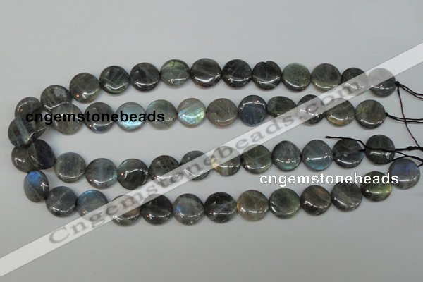 CLB170 15.5 inches 16mm flat round labradorite gemstone beads