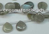 CLB177 top-drilled 12*12mm flat teardrop labradorite gemstone beads