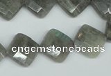 CLB182 15.5 inches 14*14mm faceted diamond labradorite beads