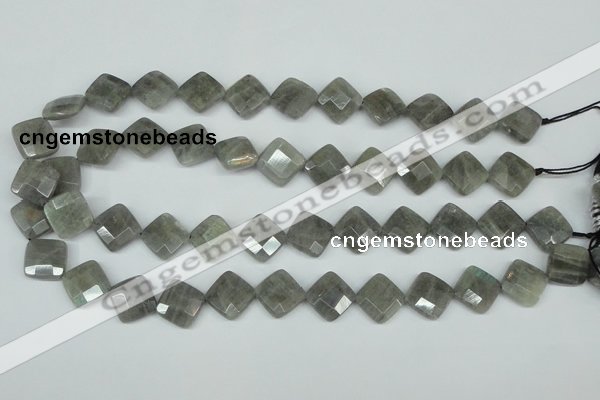 CLB182 15.5 inches 14*14mm faceted diamond labradorite beads