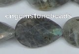 CLB186 15.5 inches 20*30mm faceted flat teardrop labradorite beads