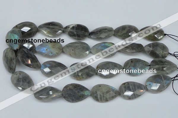 CLB186 15.5 inches 20*30mm faceted flat teardrop labradorite beads