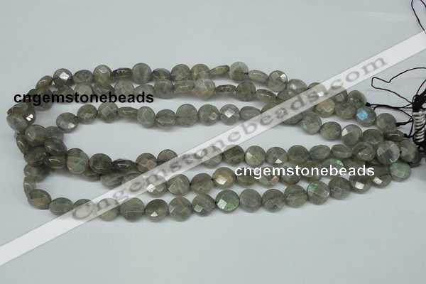 CLB190 15.5 inches 10mm faceted coin labradorite gemstone beads