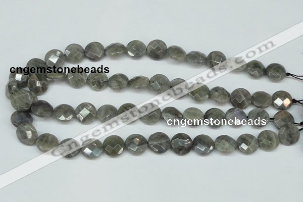 CLB191 15.5 inches 14mm faceted coin labradorite gemstone beads