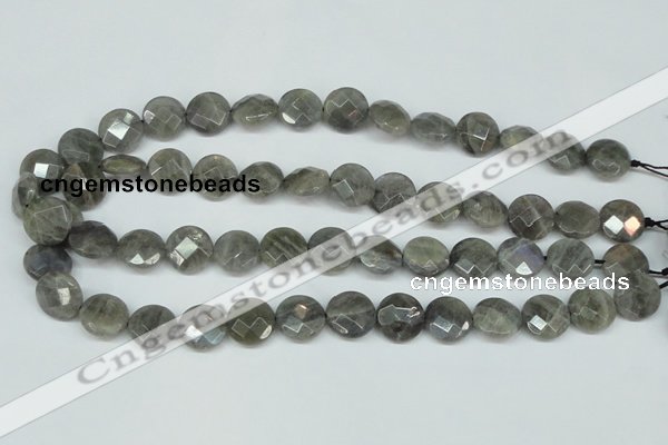 CLB192 15.5 inches 16mm faceted coin labradorite gemstone beads