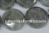 CLB194 15.5 inches 25mm faceted coin labradorite gemstone beads