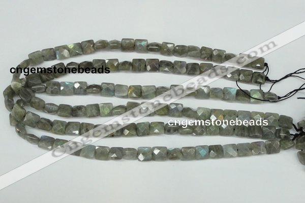 CLB199 15.5 inches 10*10mm faceted square labradorite beads