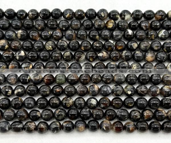 CLB2001 15 inches 6mm round black lepidolite gemstone beads
