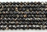 CLB2002 15 inches 8mm round black lepidolite gemstone beads
