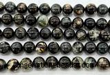 CLB2005 15 inches 14mm round black lepidolite gemstone beads