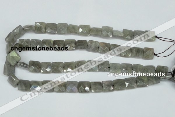 CLB201 15.5 inches 14*14mm faceted square labradorite beads