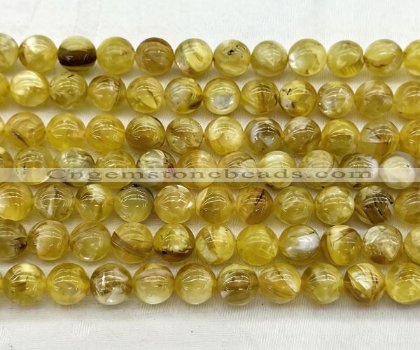 CLB2012 15 inches 10mm round yellow lepidolite gemstone beads