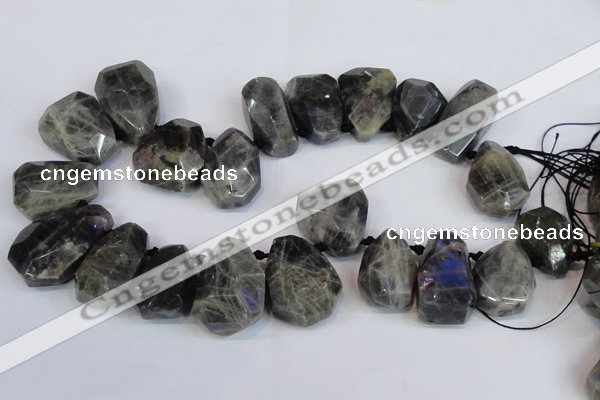 CLB224 Top drilled 25*30mm - 28*40mm faceted nuggets labradorite beads