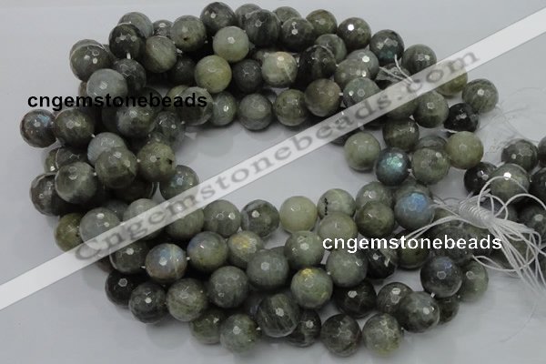 CLB25 15.5 inches 14mm faceted round labradorite gemstone beads