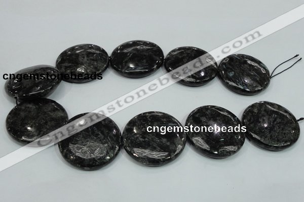 CLB315 15.5 inches 40mm flat round black labradorite gemstone beads