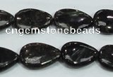 CLB316 15.5 inches 13*18mm flat teardrop black labradorite beads