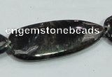 CLB317 15.5 inches 18*42mm flat teardrop black labradorite beads