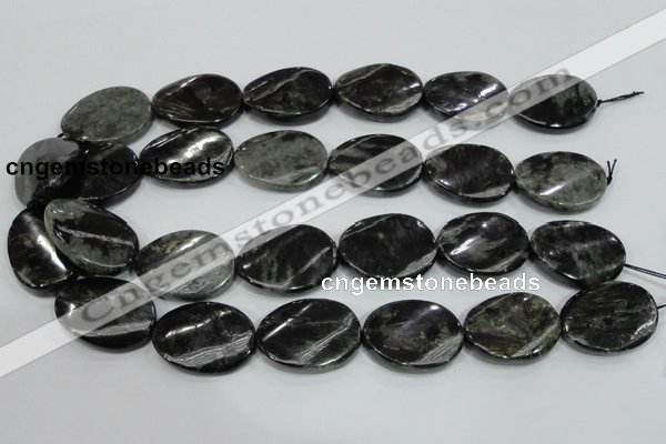 CLB318 15.5 inches 22*30mm twisted oval black labradorite beads