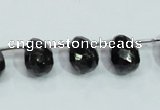 CLB319 10*14mm top-drilled faceted teardrop black labradorite beads