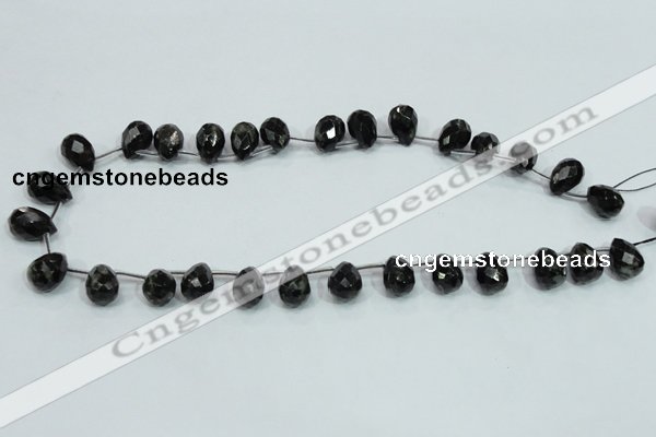 CLB319 10*14mm top-drilled faceted teardrop black labradorite beads