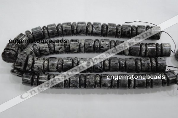 CLB320 15.5 inches 6*18mm & 12*18mm rondelle black labradorite beads