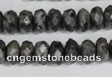 CLB322 15.5 inches 6*12mm faceted rondelle black labradorite beads