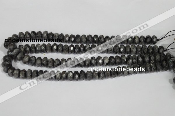 CLB322 15.5 inches 6*12mm faceted rondelle black labradorite beads