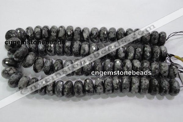 CLB324 15.5 inches 12*20mm faceted rondelle black labradorite beads