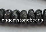 CLB332 15.5 inches 10*18mm faceted rondelle black labradorite beads