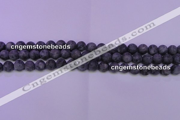 CLB370 15.5 inches 4mm round matte black labradorite beads