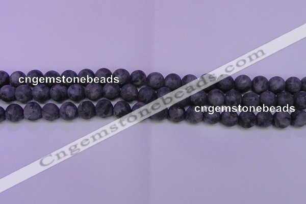 CLB371 15.5 inches 6mm round matte black labradorite beads