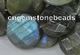 CLB39 15.5 inches 25mm faceted flat round labradorite gemstone beads