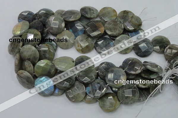 CLB39 15.5 inches 25mm faceted flat round labradorite gemstone beads