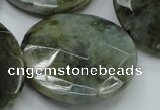 CLB40 15.5 inches 40mm faceted flat round labradorite gemstone beads