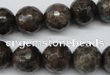 CLB405 15.5 inches 14mm faceted round grey labradorite beads