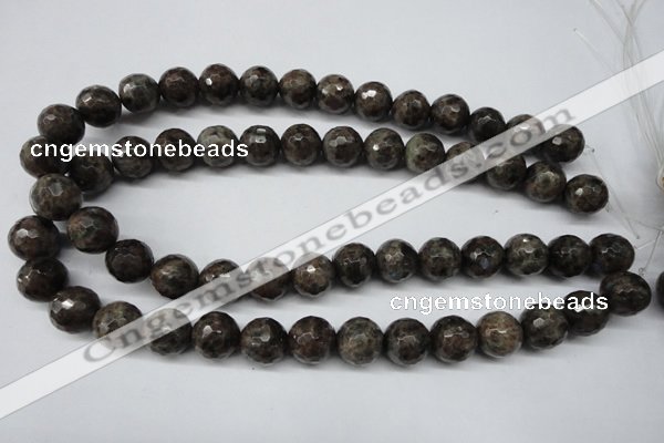 CLB405 15.5 inches 14mm faceted round grey labradorite beads