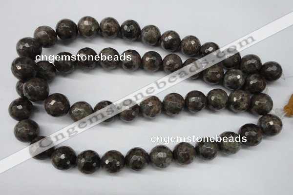 CLB406 15.5 inches 16mm faceted round grey labradorite beads