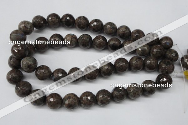 CLB407 15.5 inches 18mm faceted round grey labradorite beads