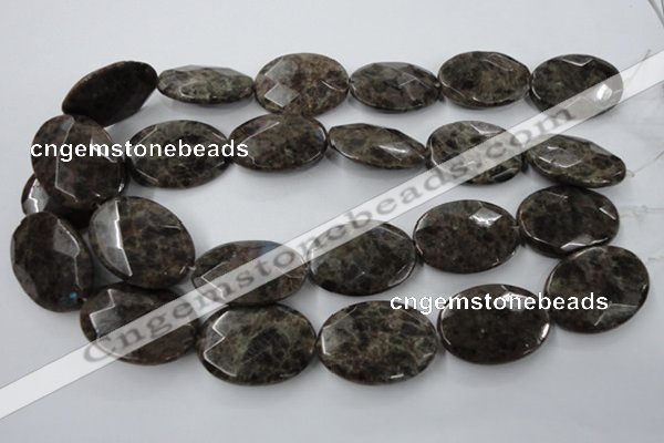 CLB417 15.5 inches 25*35mm faceted oval grey labradorite beads