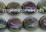 CLB636 15.5 inches 12mm flat round AB-color labradorite beads