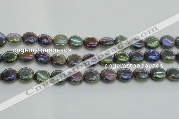 CLB636 15.5 inches 12mm flat round AB-color labradorite beads