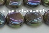 CLB637 15.5 inches 14mm flat round AB-color labradorite beads