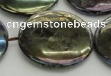 CLB645 15.5 inches 45mm flat round AB-color labradorite beads