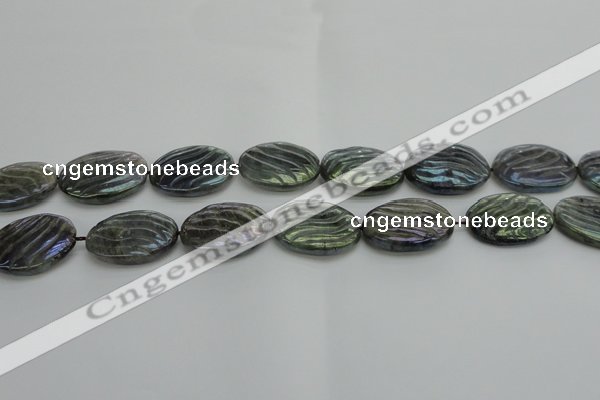 CLB669 15.5 inches 22*30mm carved oval AB-color labradorite beads