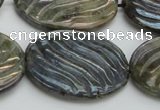 CLB670 15.5 inches 25*35mm carved oval AB-color labradorite beads