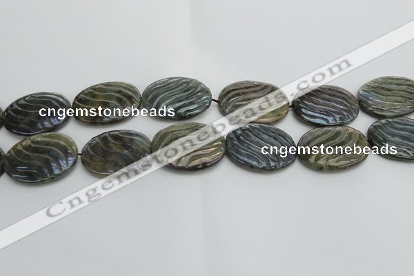 CLB670 15.5 inches 25*35mm carved oval AB-color labradorite beads