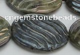 CLB671 15.5 inches 30*40mm carved oval AB-color labradorite beads