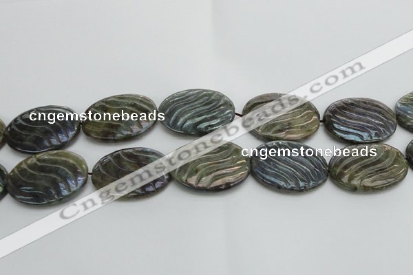 CLB671 15.5 inches 30*40mm carved oval AB-color labradorite beads