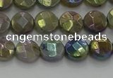 CLB676 15.5 inches 8mm faceted coin AB-color labradorite beads